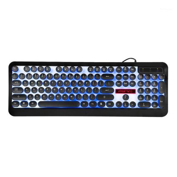 

keyboards usb wired gaming keyboard steampunk backlit retro round keycap metal panel 104 keys game for computer1