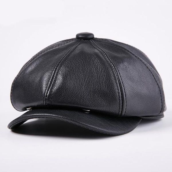 

berets t-mac genuine leather sboy cap men women flat black 8 panel design gatsby hat classic beret fall winter boina, Blue;gray