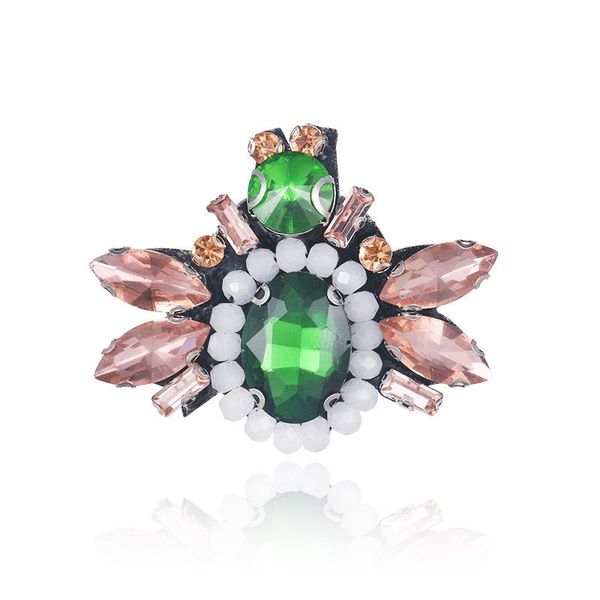 

fashion cute green crystal rhinestone brooches alloy bee insect suit corsage shirt collar lapel pin gifts for women accessories, Gray