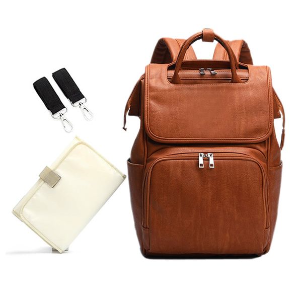 

large pu leather diaper bag backpack for mom in brown stroller organizer bags maternity travel baby nappy bags panaleras c1008