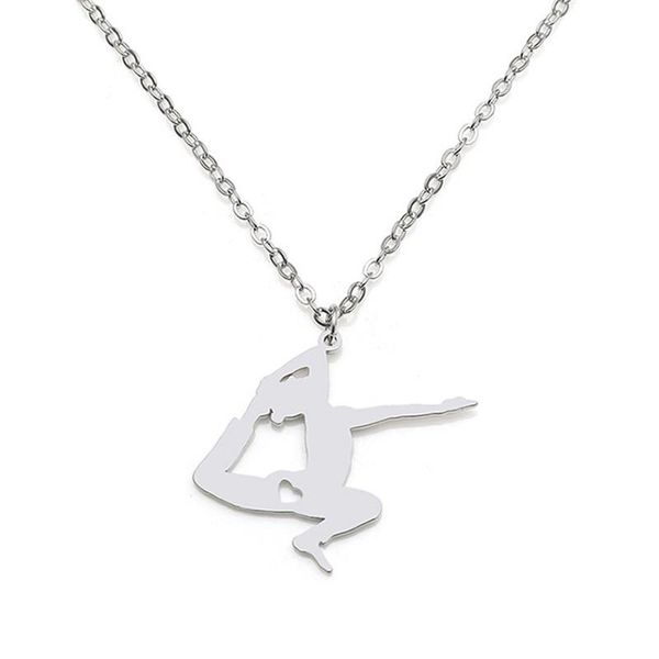 

pendant necklaces elfin 2021 trendy stainless steel dancer necklace ballet dancing jewellery gift, Silver
