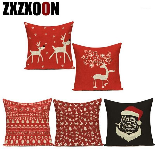 

decorative throw pillows case santa claus merry christmas trees deer snowflake pillow cushion cover for living room decoration1