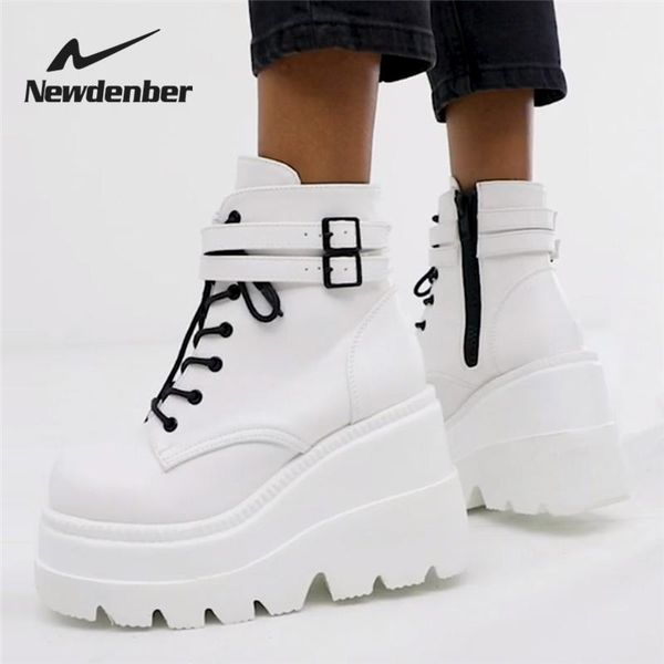 

newdenber new ins ladies high platform boots fashion high heels ankle boots women 2020 party wedges shoes woman1, Black