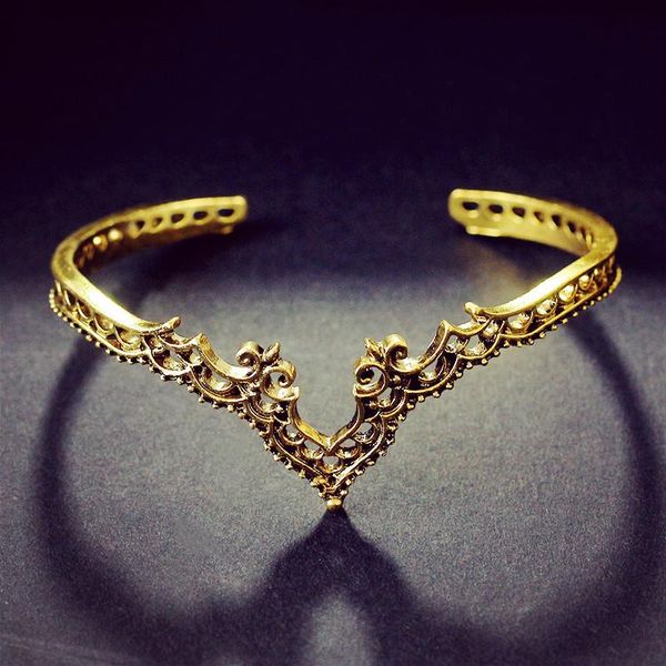 

vintage figures metallic silver plated golden hollow retro women bracelets & bangles bohemia, Black