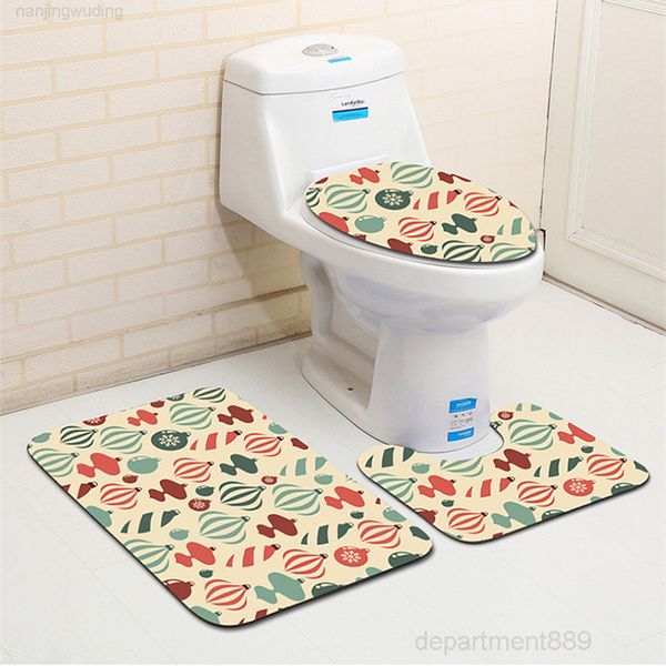

eco-friendly 3 pcs christmas tree deer bath mats anti slip bathroom mat set tapete banheiro washable toilet rugs alfombra bano