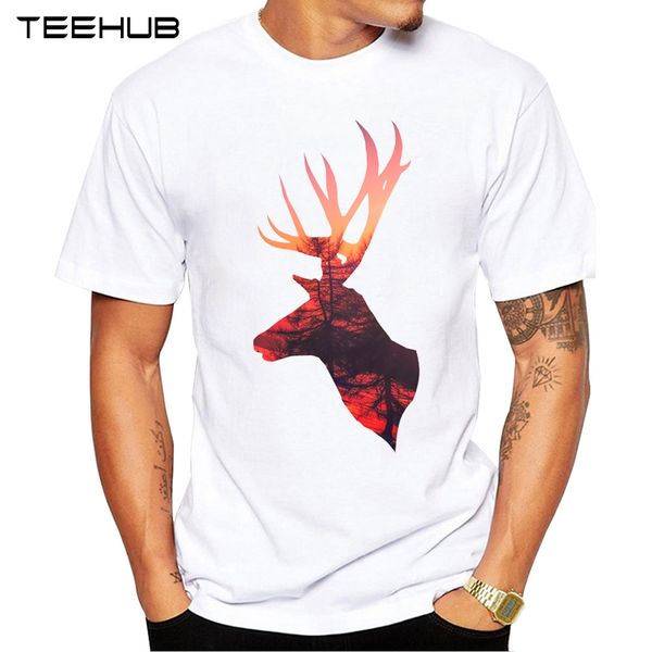 

новые поступления teehub прохладный мужская мода deer sunset дизайн футболки с коротким рукавом o-образным вырезом топы hipster tee спорта с