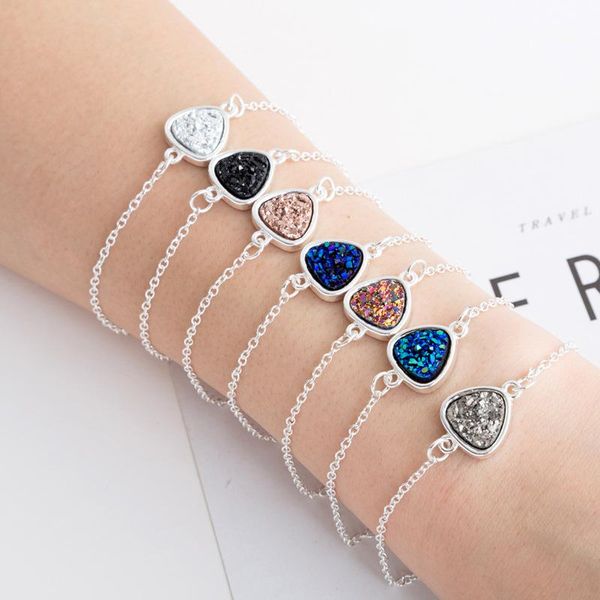 

druzy stone friendship bracelet for women geometric chain charms bracelets bohemia jewelry 2020 trend new female accessories, Golden;silver