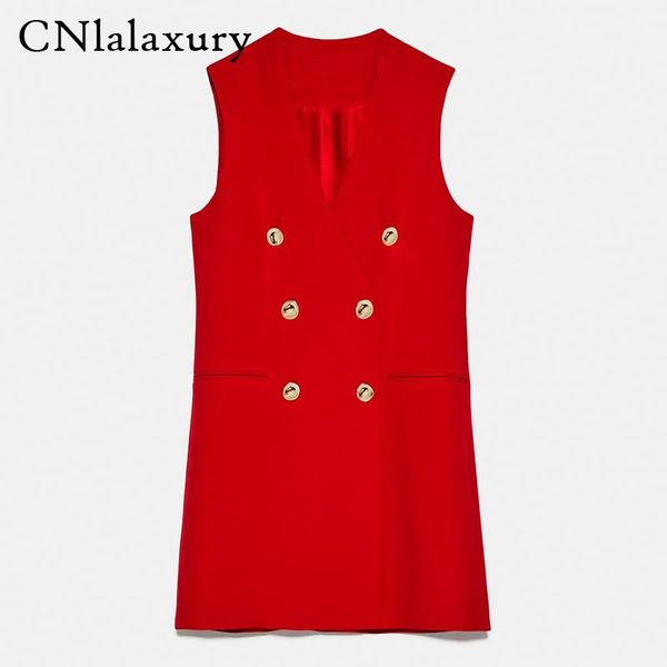 

women red long blazer vest elegant office lady coat female waistcoat causal suits sleeveless jacket feminino outwear, Black;white