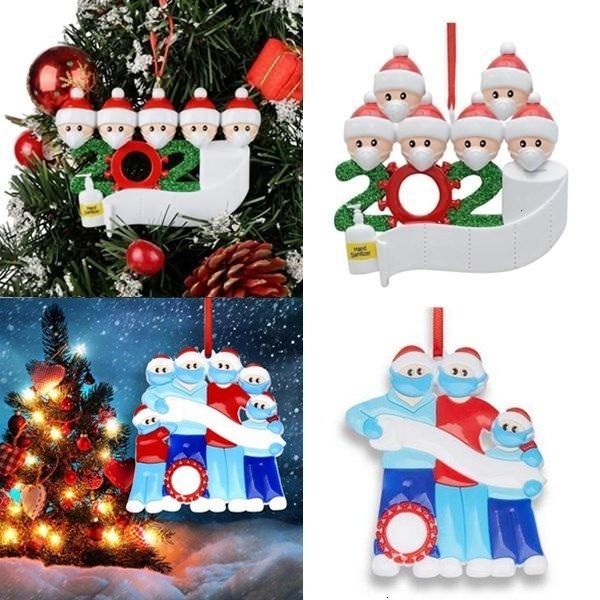

christmas tree decor quarantine ornaments blueman survivor family of 2 3 4 5 6 7 face masks hand sanitized customiz creative hanging toys