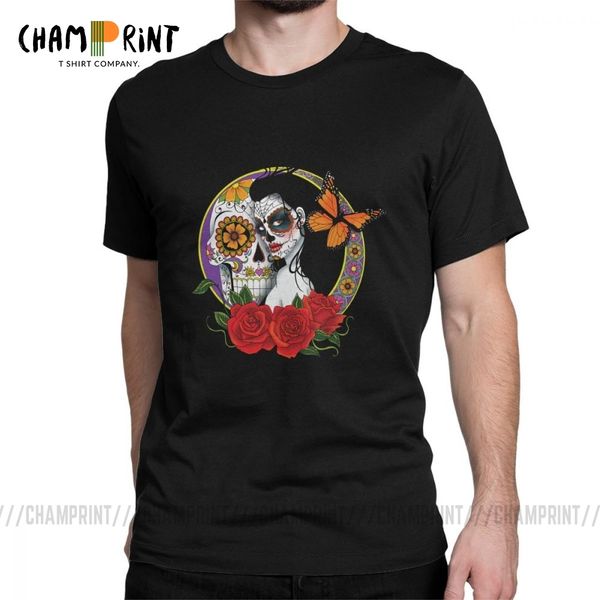 

men's t-shirt sugar skull vintage tees short sleeve halloween horrible t shirts o neck clothing plus size sport hooded sweatshirt hoodi