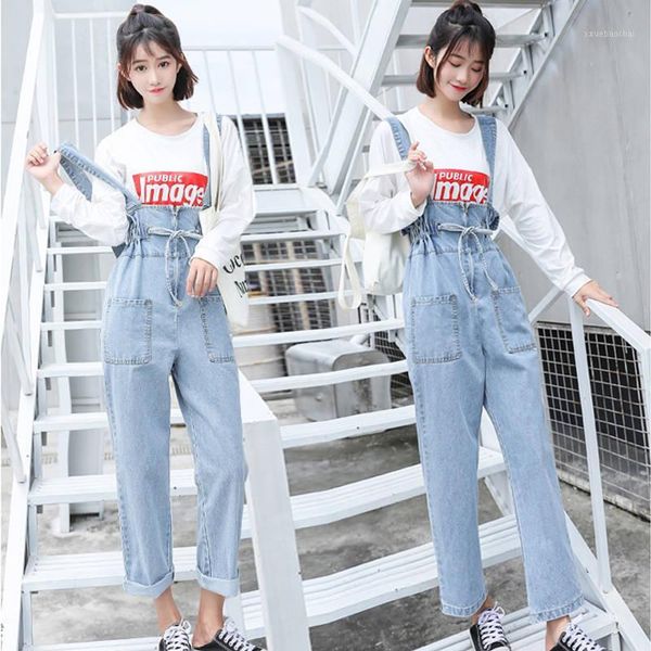 

fashion women denim jumpsuit ladies spring fashion loose jeans rompers female casual plus size overall playsuit with pocket1, Black;white
