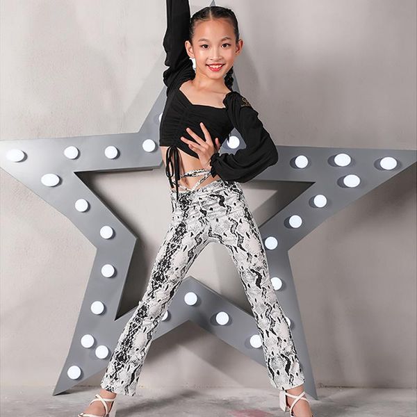 

latina dance pants for girls ballroom practice wear stage costume tap dance wear tango salsa outfits designer clothes jl1796, Black;red