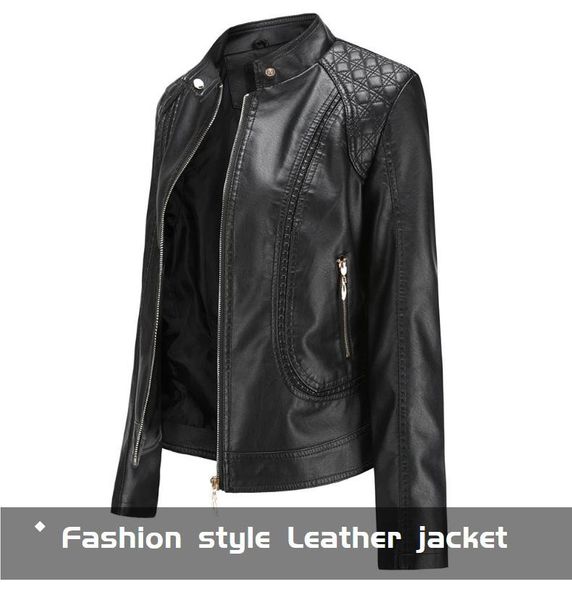 

2020 new women spring autumn pu leather jacket casual slim soft moto biker faux leather jacket female coat basic streetwear, Black;brown