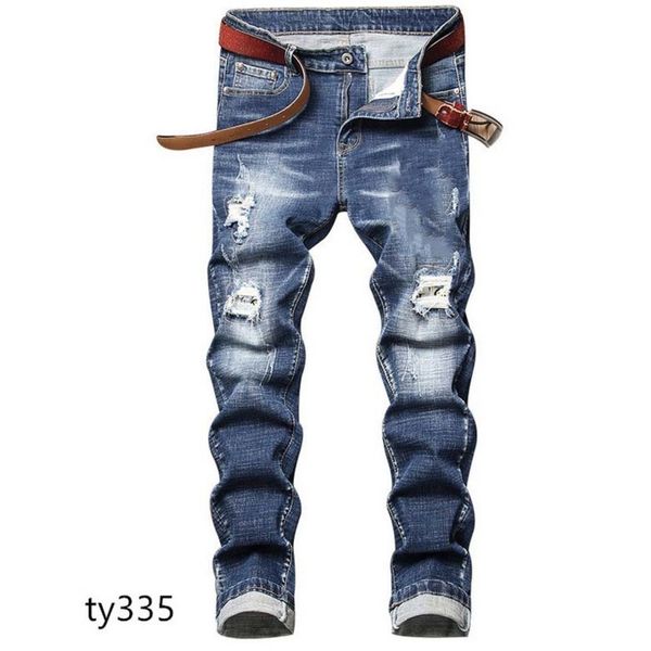 

22ss Mens ny stickers light wash ripped Long blue motorcycle rock revival joggers Motorcycle Biker Hip Hop jeans 29-38