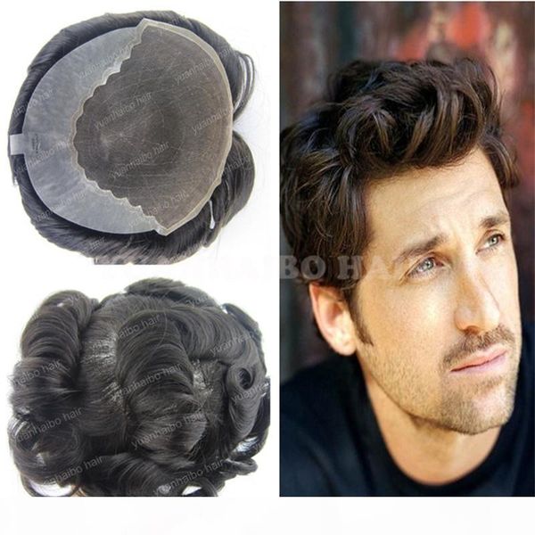 

8a 6inch natural black virgin peruvian hair loose wave q6 base men hair toupee ing