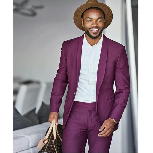 

purple grape wedding tuxedos slim fit one button shawl lapel groom wear party prom men blazer suit 2pcs (jacket+pant)1, White;black