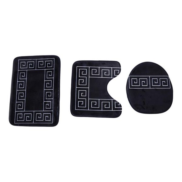 

bath accessory set mat 3 piece clical pattern toilet cover foot pad non-slip absorbent bathroom door flannel soft bathr rug carpet