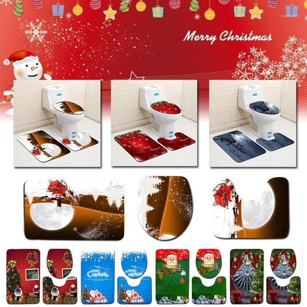 

christmas decorations 3pcs bath mat toilet seat bathroom decoration festive shu toil1