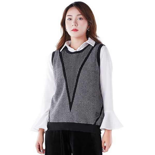 

outdoor t-shirts women electric heating vest fashion keep warm spliced washable 9 areas usb infared home knitted sweater thicken autumn wint, Gray;blue