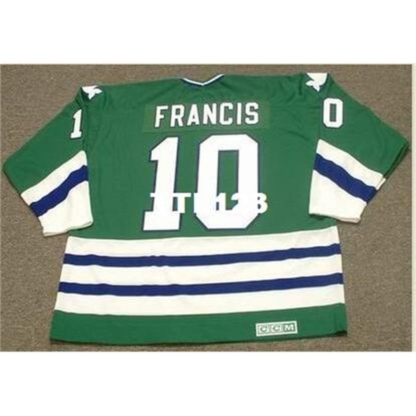 

121 #10 ron francis hartford whalers 1984 ccm vintage home hockey jersey or custom any name or number retro jersey, Black