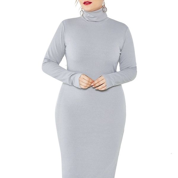 

2021 new 4xl 5xl 6xl size female winter long sleeve high collar knitted, bodycon ladies vintage skirt base 5aex, Black;gray