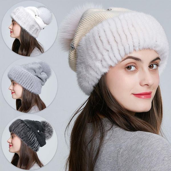 

knitted women hats for women winter thick warm pompom ball slouchy beanies female caps with fur pom casual ski hat lady, Blue;gray