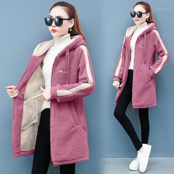 

2021 winter faux fur teddy coat women fashion hooded add velvet to thicken zipper jacket fashionable and casual plus-size coat1, Black;brown
