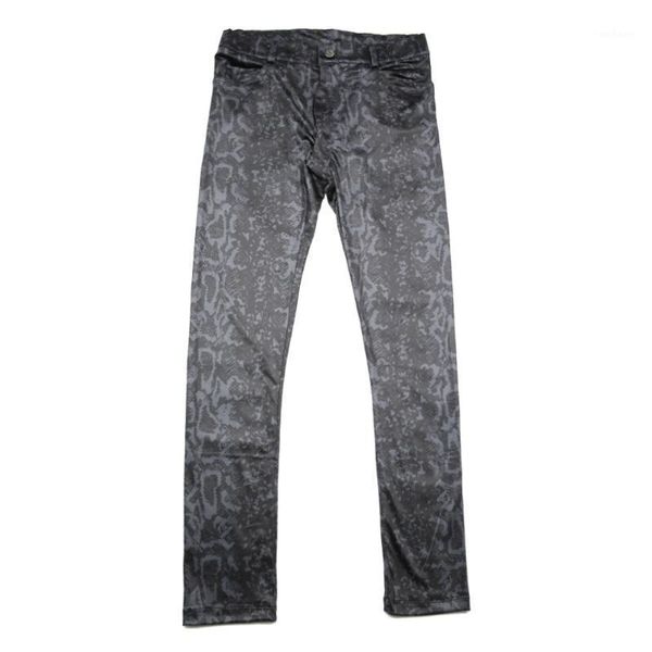 

male korean version slim trousers between season wear imitate snakeskin grain high-elastic relax sports milk silk casual pants1, Black