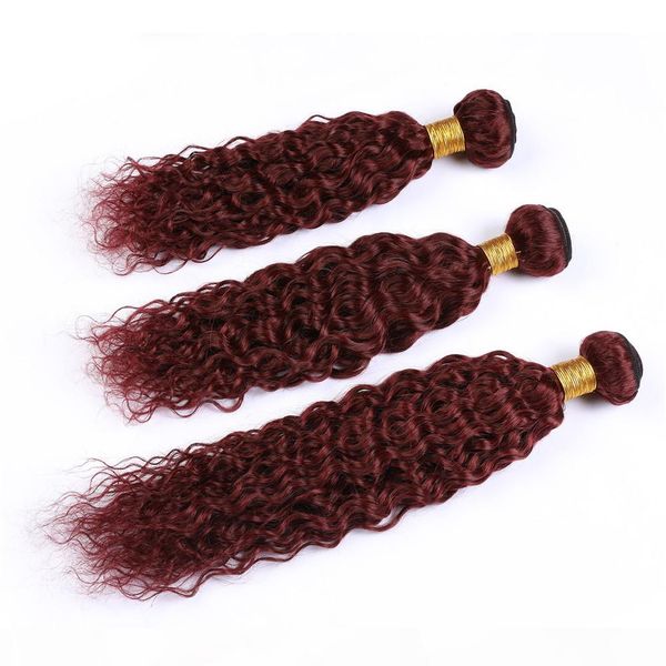 

burgundy weaves water wave human hair bundles pure 99j wine red malaysian human hair wet and wavy virgin hair weave extensions 300gram, Black;brown