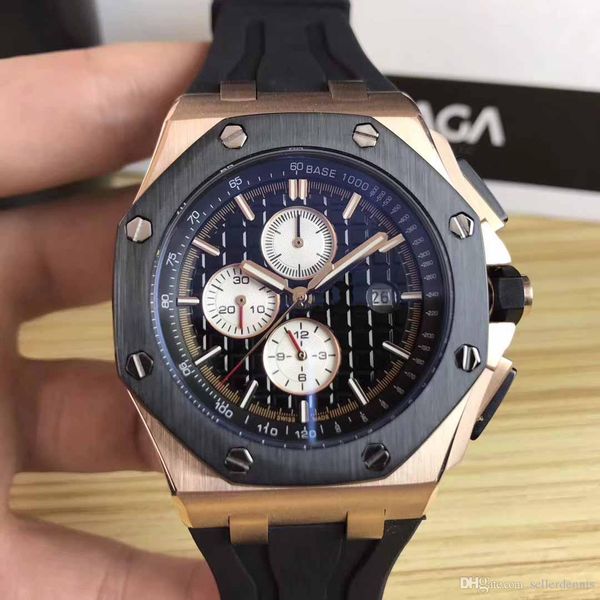 

watch Wholesale Luxury Royal Offshore Gold Black Stainless Steels Automatic Mechanical Rubber Strap Sport Men Mens Watch Watches
