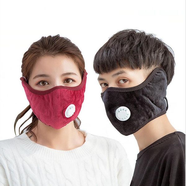 

winter desinger face mask with ear puffes breathing valve outdoor cycling protective cotton masks washable warm mouth cover