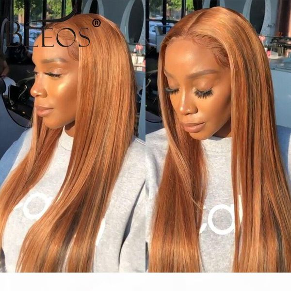 

beeos 13*4 150% deep part lace front human hair wig straight orange color human hair bleached knots peruvian remy hair, Black