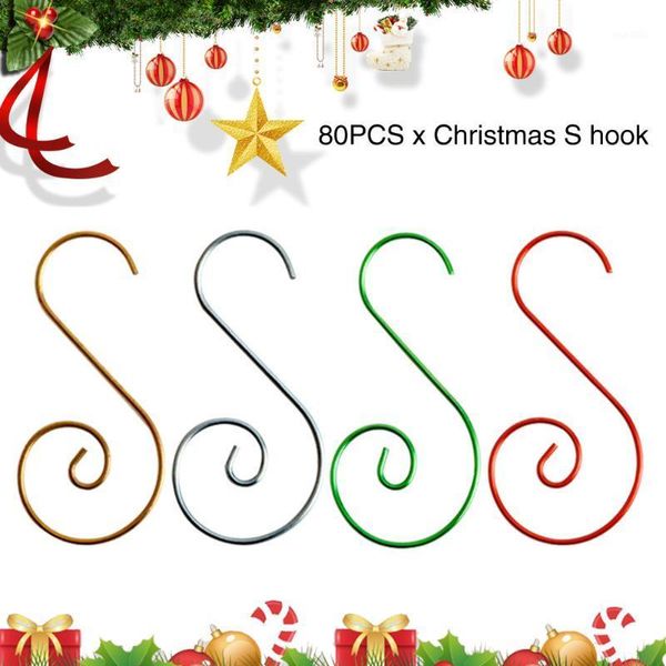 

80pcs stainless steel hanger small tree swirl decoration hanging durable home christmas ornament hooks holder party s shaped1