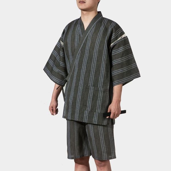 

2017 cotton yukata japanese kimono traditional men's clothing japan pajamas men's sleepwear lounge home clothing suits 0625121, Black;brown