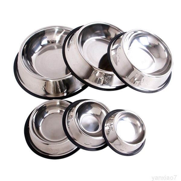

the dog tableware stainless steel non-slip large capacity bowl convenience pet supplies slver