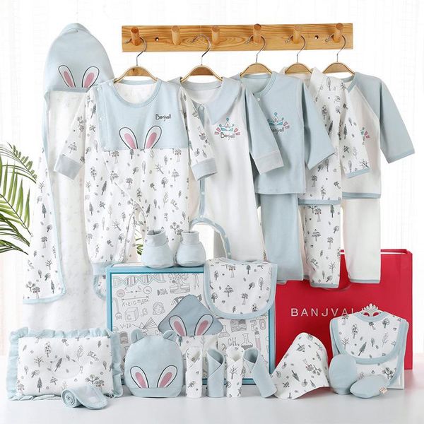 

Cozy 17Pcs 2024 Winter Baby Clothes Set - 100% Cotton Newborn Infant Outfits with Hat & Bib, Green