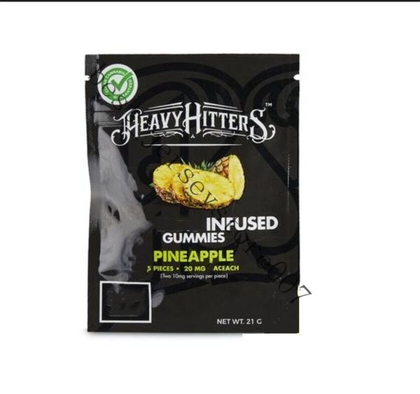 

new heavy hitters multi flavors black fruit flavor gummy dry flower packaging mylar bags 600mg 2021gs