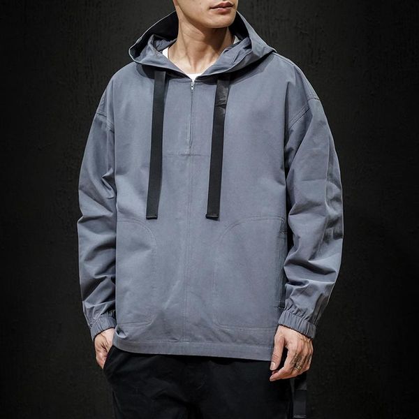 

хлопок пуловер куртка мужская мода solid color вскользь с капюшоном куртки мужские streetwear сыпучие hip hop bomber jacket men m-5xl, Black;brown