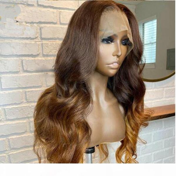 

brazilian remy human hair wigs ombre color body wave lace front wigs with pre plucked hairline, Black;brown