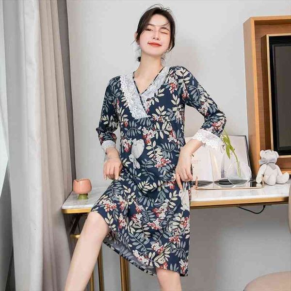 

casual sleep dress women nightwear sleepwear print nightdress artificial cotton nightgown intimate lingerie soft lounge wear, Black;red