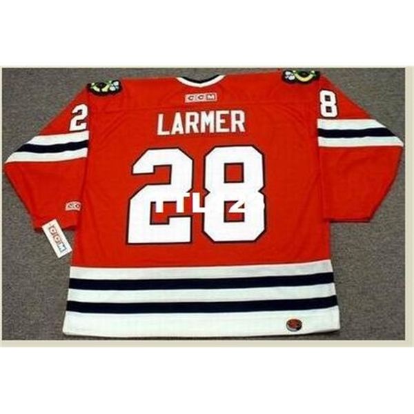 

mens #28 steve larmer chicago blackhawks 1990 ccm retro away hockey jersey or custom any name or number retro jersey, Black