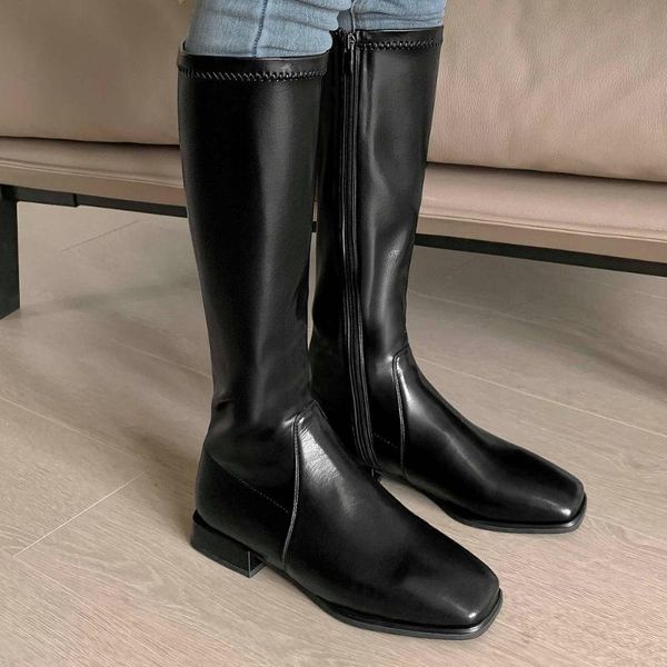 

женщины площади toe низкие каблуки ботильоны zip осень зима мода zip платье black brown пинетки 2020