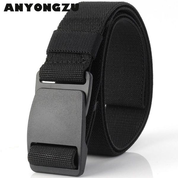 

2020 new style inspection knitting woven oval buckle men belt thickened security canvas elastic and casual button jeans black, Black;brown