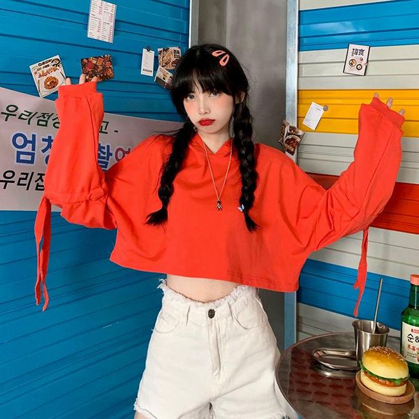 

fashion women's ladies cropped navel shirts casual long sleeve blouse bright solid color slim sweatshirts y185, Black