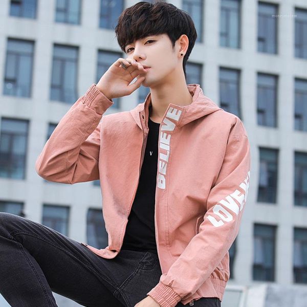 

2019 new jacket korean version of the trend men's jacket spring and autumn hooded men's 1071, Black;brown