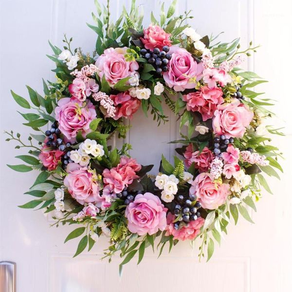 

decorative flowers & wreaths 22'' rose wreath large rustic farmhouse artificial flower faux floral for front door window wedding1