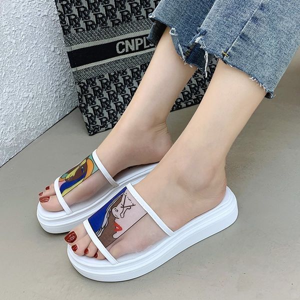 

slippers outside women wear han edition joker shoes platform ins female 2020 web celebrity super new summer sandals x1020, Black
