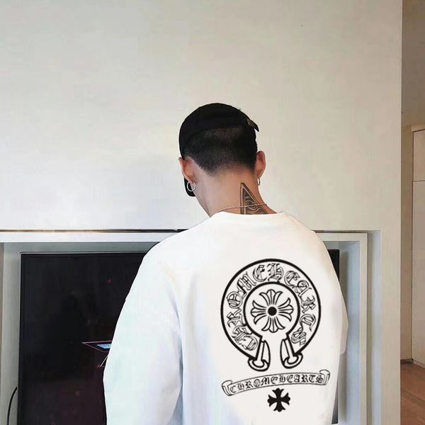 

hong kong it fashion brand crosin sweater men's super fire long sleeve cross sanskrit loose coat2jy8, Black