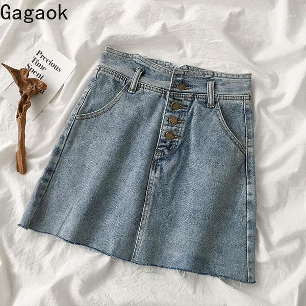 

gagaok women & club skirt spring autumn new solid button a-line slim bodycon wild mini empire female fashion skirts1, Black