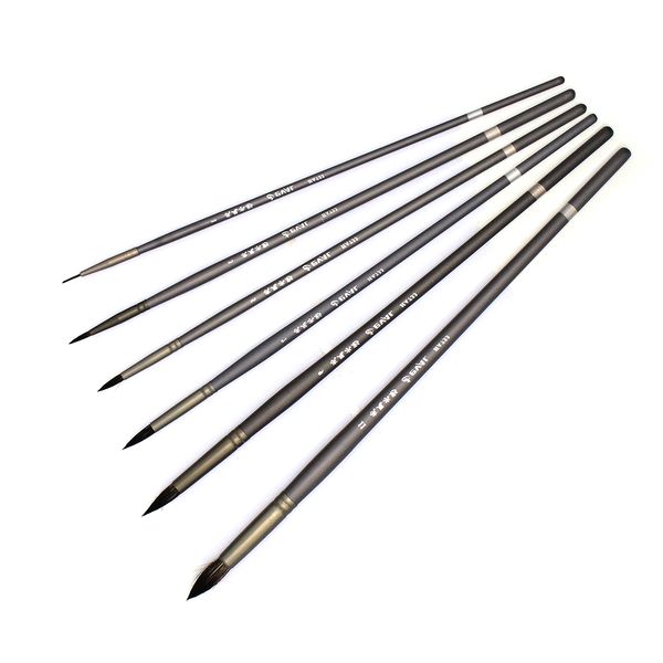 

6 pcs professional set squirrel hair round pointed artist paintbrush pen gouache oil painting art supplies for acrylic art brush, Black;red